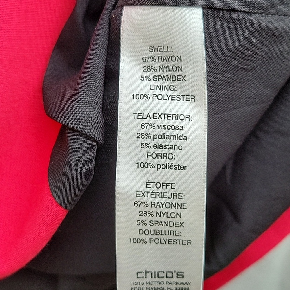 Chico's Red Sleek‎ Ponte Jacket Size Medium - Picture 3 of 12